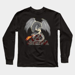 Grey Dragon Fantasy Novelty Gift Long Sleeve T-Shirt